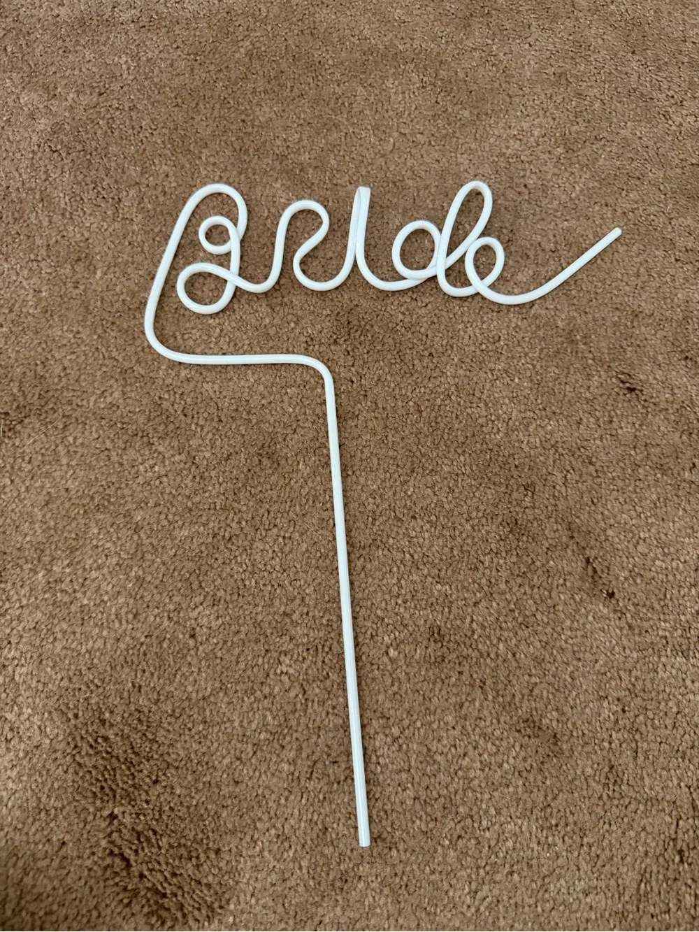 White 'Bride' Drink Straw - Home Party Supplies
